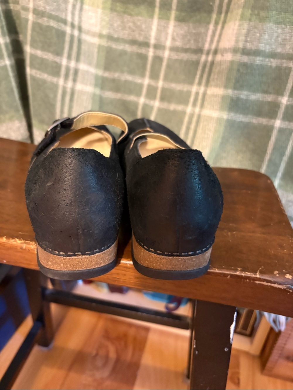 Dansko Mika Black nubuck Mary Jane Wedge Flats with Buckle - Picture 3 of 9